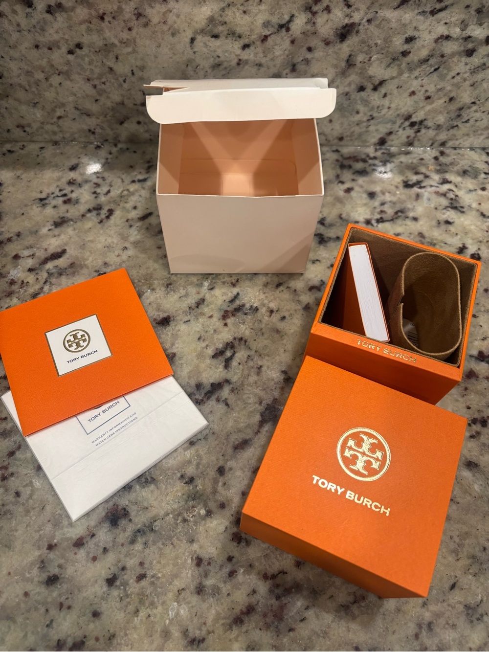 Tory Burch watch box with instructions